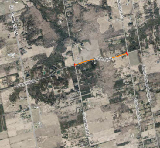Map of Closure of 5 Sideroad Adjala