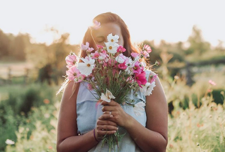 woman with bouquet