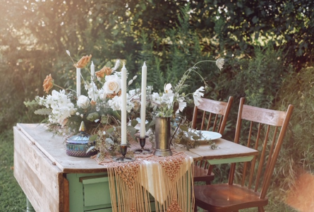 image of set table decorated with flowers